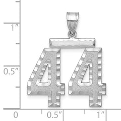 14kw Large Brushed Diamond-cut Number 44 Charm