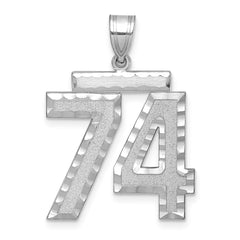14kw Large Brushed Diamond-cut Number 74 Charm