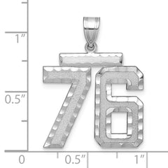 14kw Large Brushed Diamond-cut Number 76 Charm