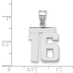 14kw Medium Polished Number 16 Charm