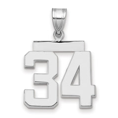 14kw Medium Polished Number 34 Charm