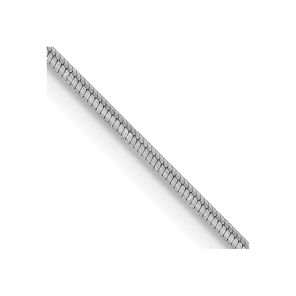 14K White Gold 20 inch 1mm Octagonal Snake with Lobster Clasp Chain