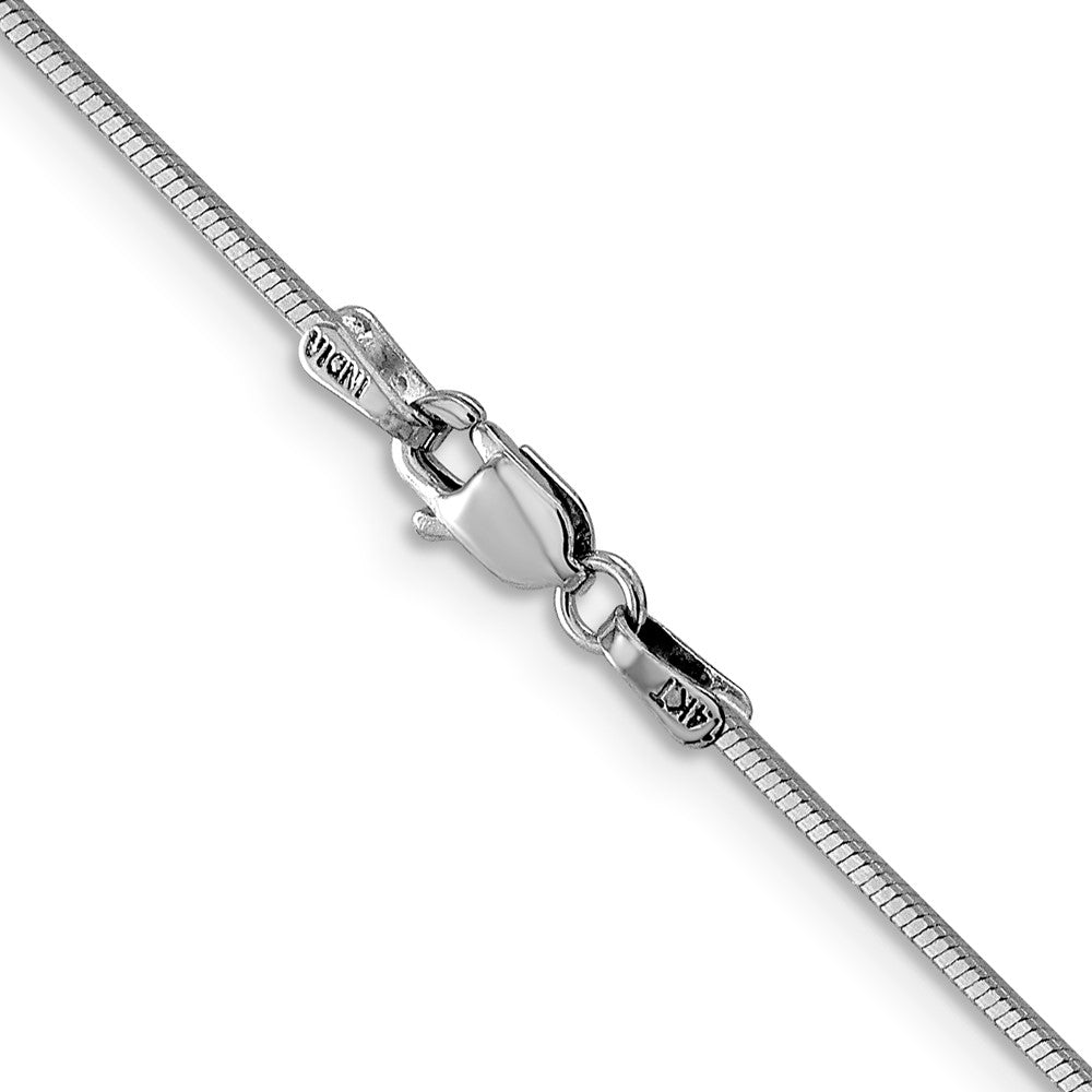 14K White Gold 24 inch 1mm Octagonal Snake with Lobster Clasp Chain