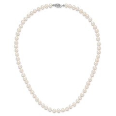 14k White Gold 5-6mm White Near Round Freshwater Cultured Pearl 16 inch Necklace
