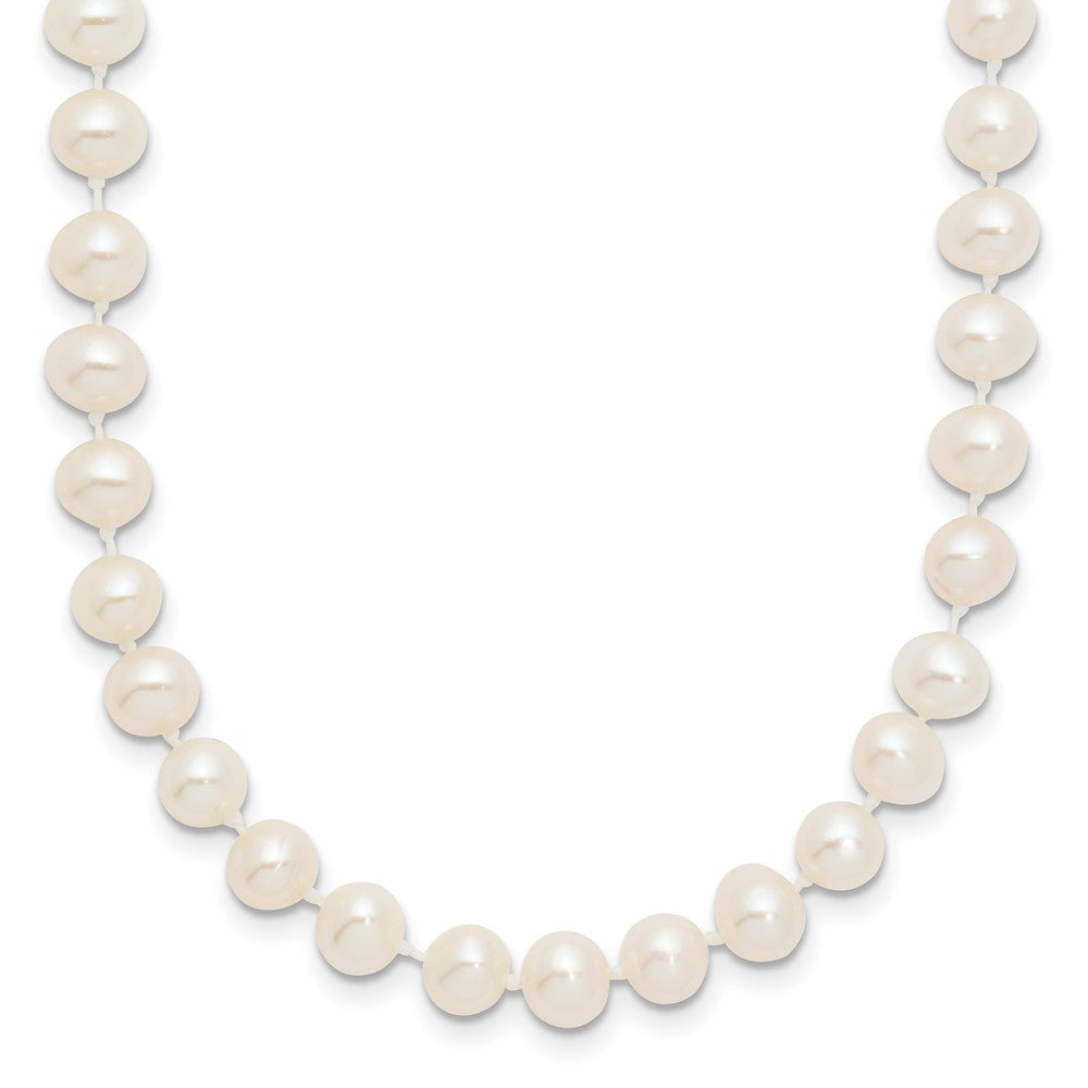 14k White Gold 5-6mm White Near Round Freshwater Cultured Pearl 28 inch Necklace