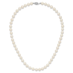 14k White Gold 6-7mm White Near Round Freshwater Cultured Pearl 16 inch Necklace