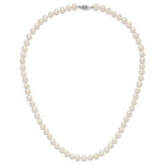 14k White Gold 6-7mm White Near Round Freshwater Cultured Pearl 18 inch Necklace