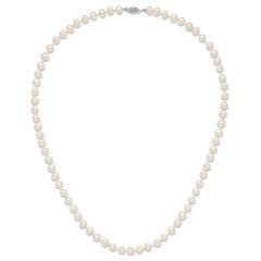 14k White Gold 6-7mm White Near Round Freshwater Cultured Pearl 20 inch Necklace
