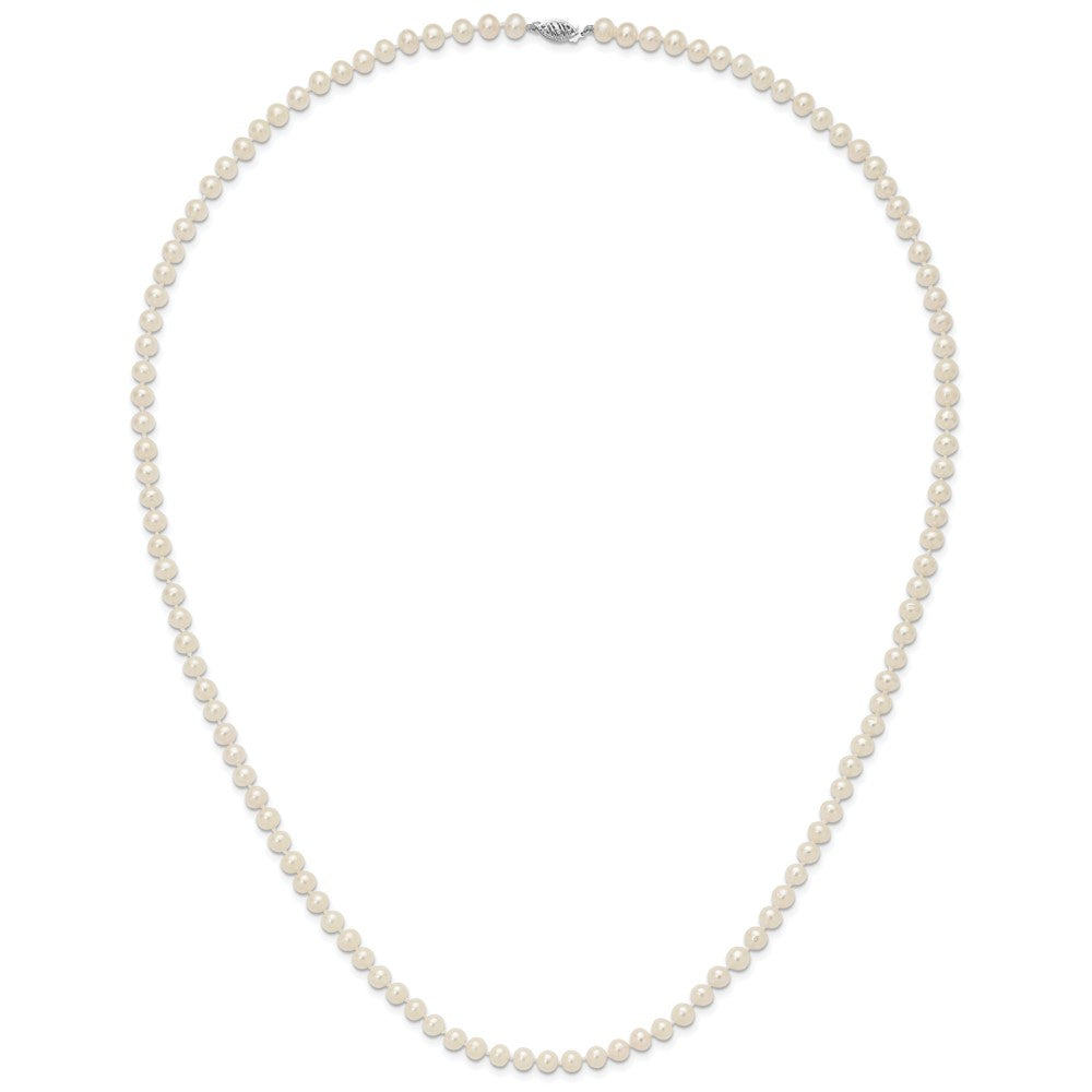 14k White Gold 6-7mm White Near Round Freshwater Cultured Pearl 28 inch Necklace