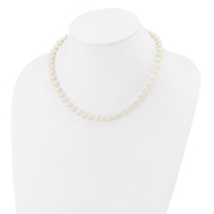 14k White Gold 7-8mm White Near Round Freshwater Cultured Pearl 16 inch Necklace