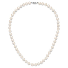 14k White Gold 7-8mm White Near Round Freshwater Cultured Pearl 16 inch Necklace