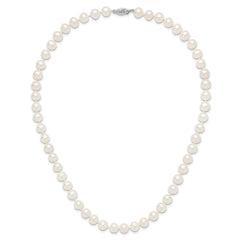 14k White Gold 7-8mm White Near Round Freshwater Cultured Pearl 18 inch Necklace