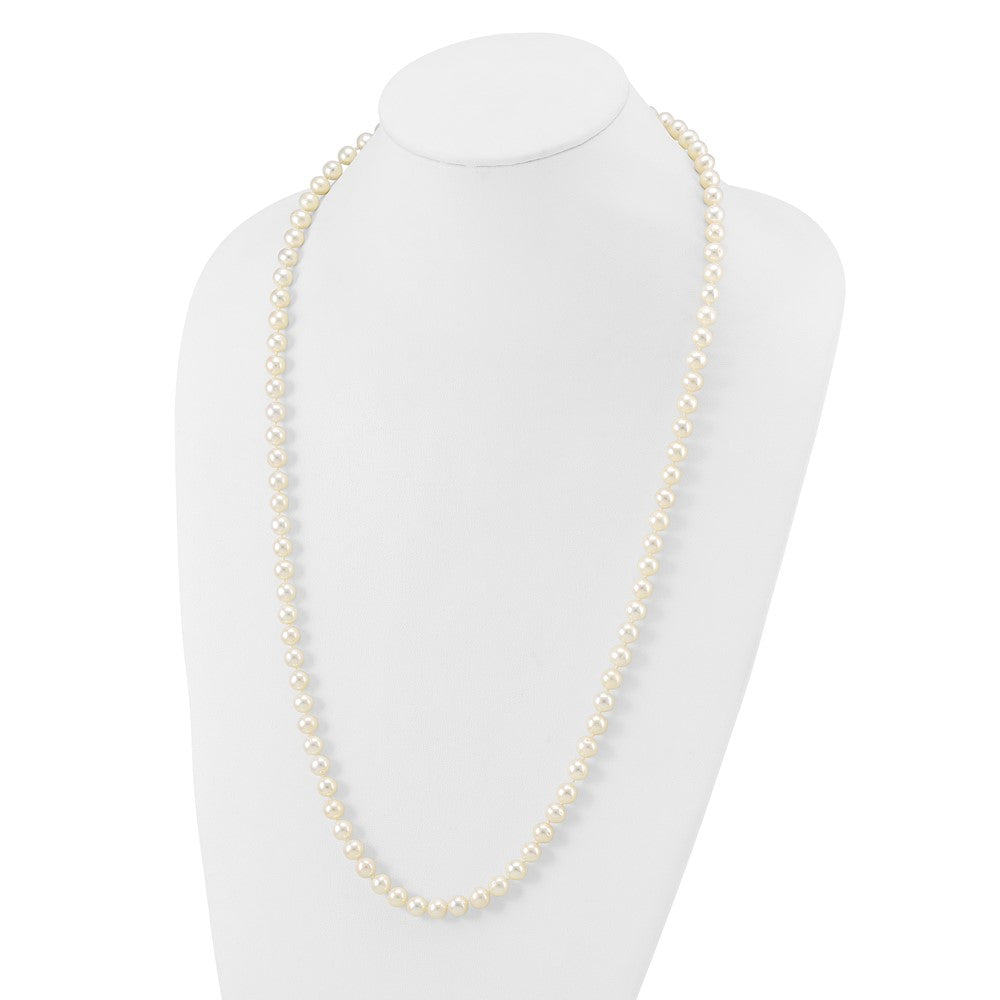 14k White Gold 7-8mm White Near Round Freshwater Cultured Pearl 28 inch Necklace
