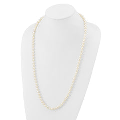 14k White Gold 7-8mm White Near Round Freshwater Cultured Pearl 28 inch Necklace