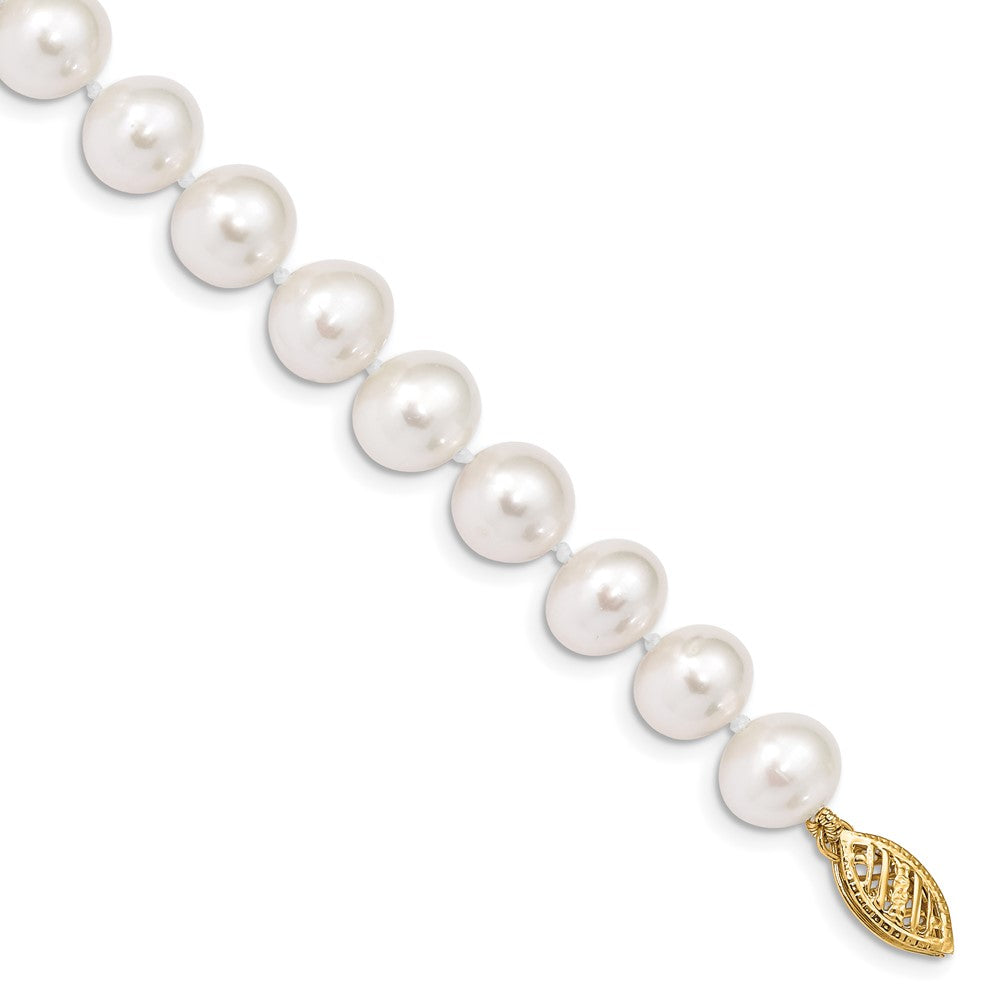 14k 8-9mm White Near Round Freshwater Cultured Pearl Bracelet