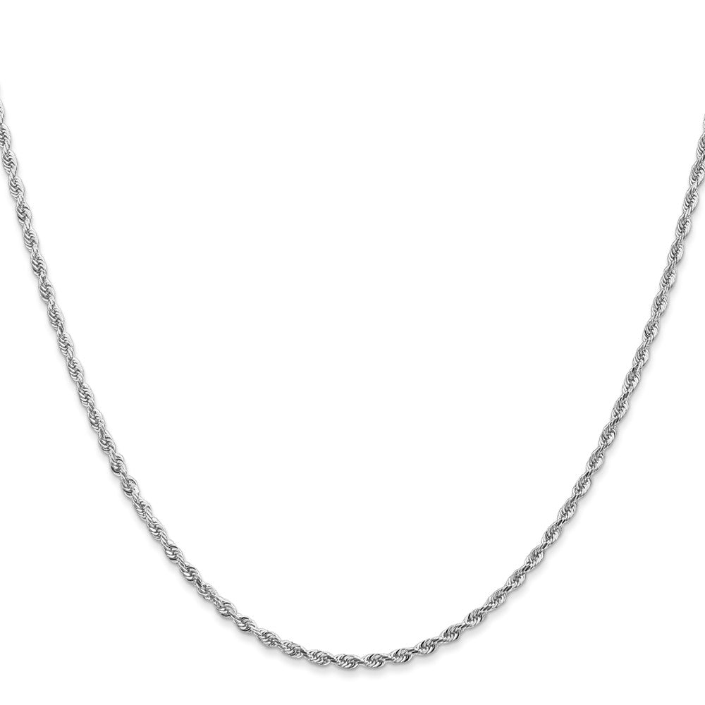 14K White Gold 18 Inch 2mm Diamond-cut Quadruple Rope Lobster Clasp Chain