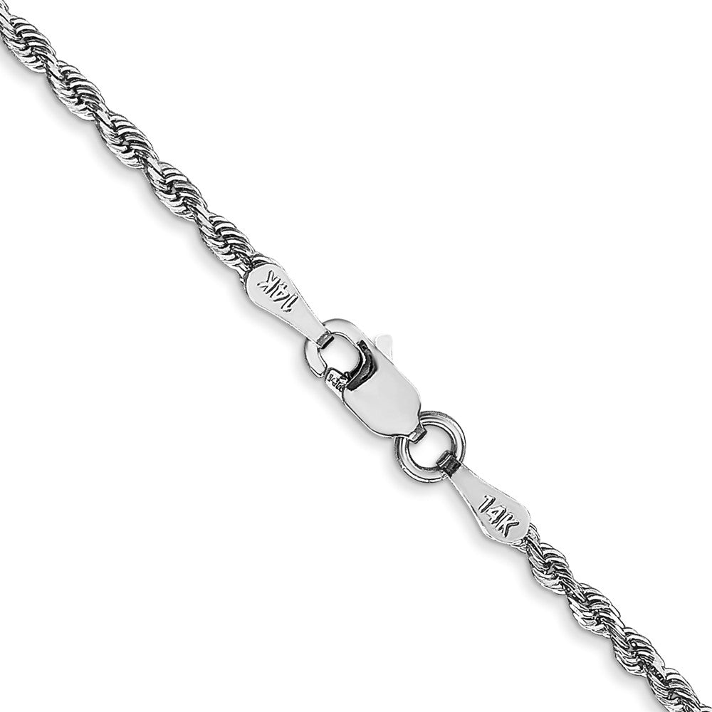 14K White Gold 18 Inch 2mm Diamond-cut Quadruple Rope Lobster Clasp Chain