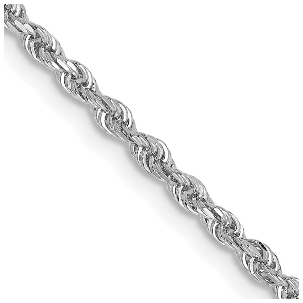 14K White Gold 18 Inch 2mm Diamond-cut Quadruple Rope Lobster Clasp Chain