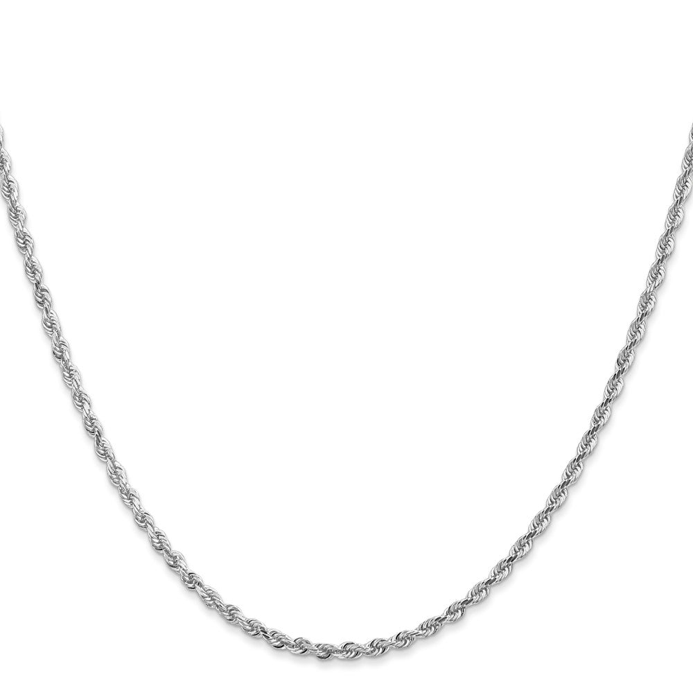 14K White Gold 22 Inch 2.25mm Diamond-cut Quadruple Rope Lobster Clasp Chain