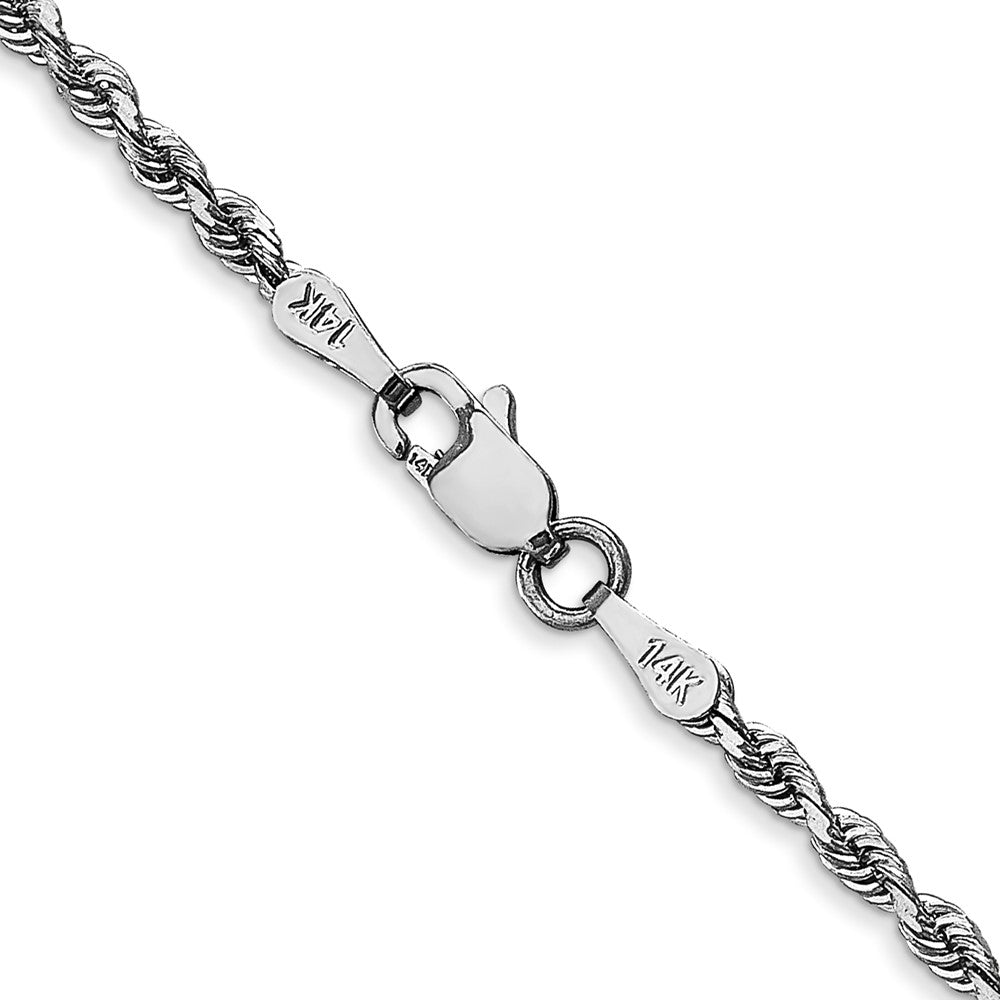 14K White Gold 16 Inch 2.25mm Diamond-cut Quadruple Rope Lobster Clasp Chain