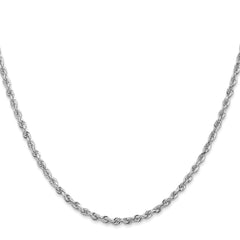 14K White Gold 22 Inch 2.75mm Diamond-cut Quadruple Rope Lobster Clasp Chain