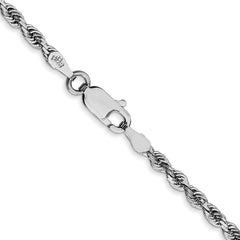 14K White Gold 22 Inch 2.75mm Diamond-cut Quadruple Rope Lobster Clasp Chain