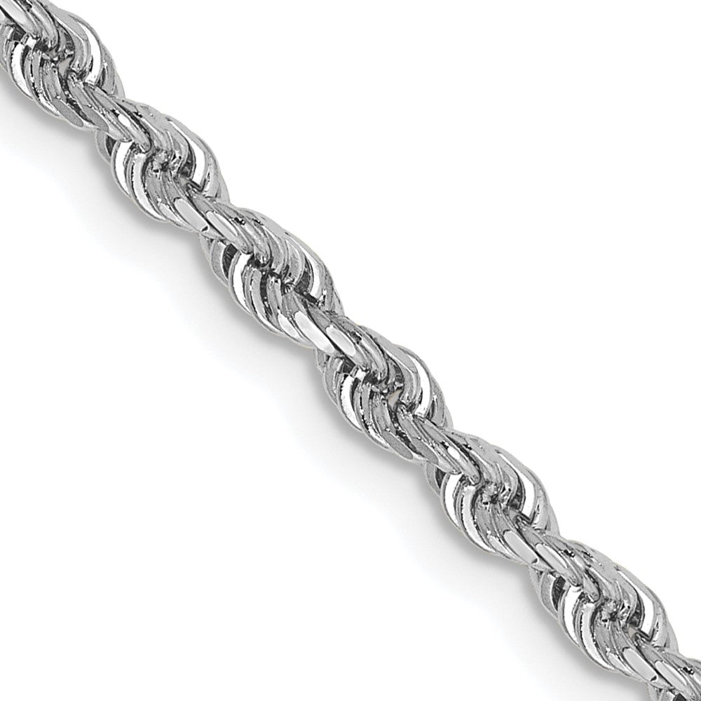 14K White Gold 18 Inch 2.75mm Diamond-cut Quadruple Rope Lobster Clasp Chain