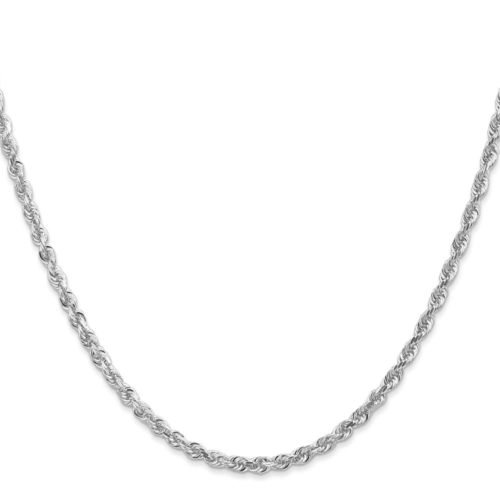 14K White Gold 18 Inch 3mm Diamond-cut Quadruple Rope Lobster Clasp Chain