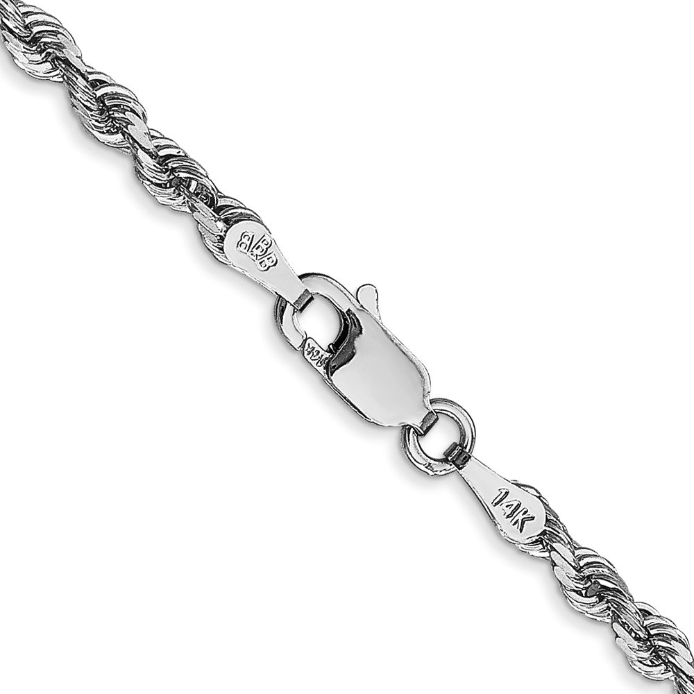 14K White Gold 18 Inch 3mm Diamond-cut Quadruple Rope Lobster Clasp Chain