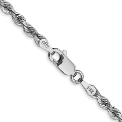 14K White Gold 22 Inch 3mm Diamond-cut Quadruple Rope Lobster Clasp Chain