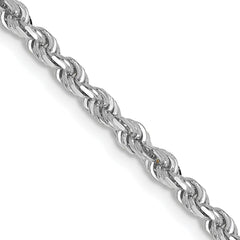 14K White Gold 20 Inch 3mm Diamond-cut Quadruple Rope Lobster Clasp Chain