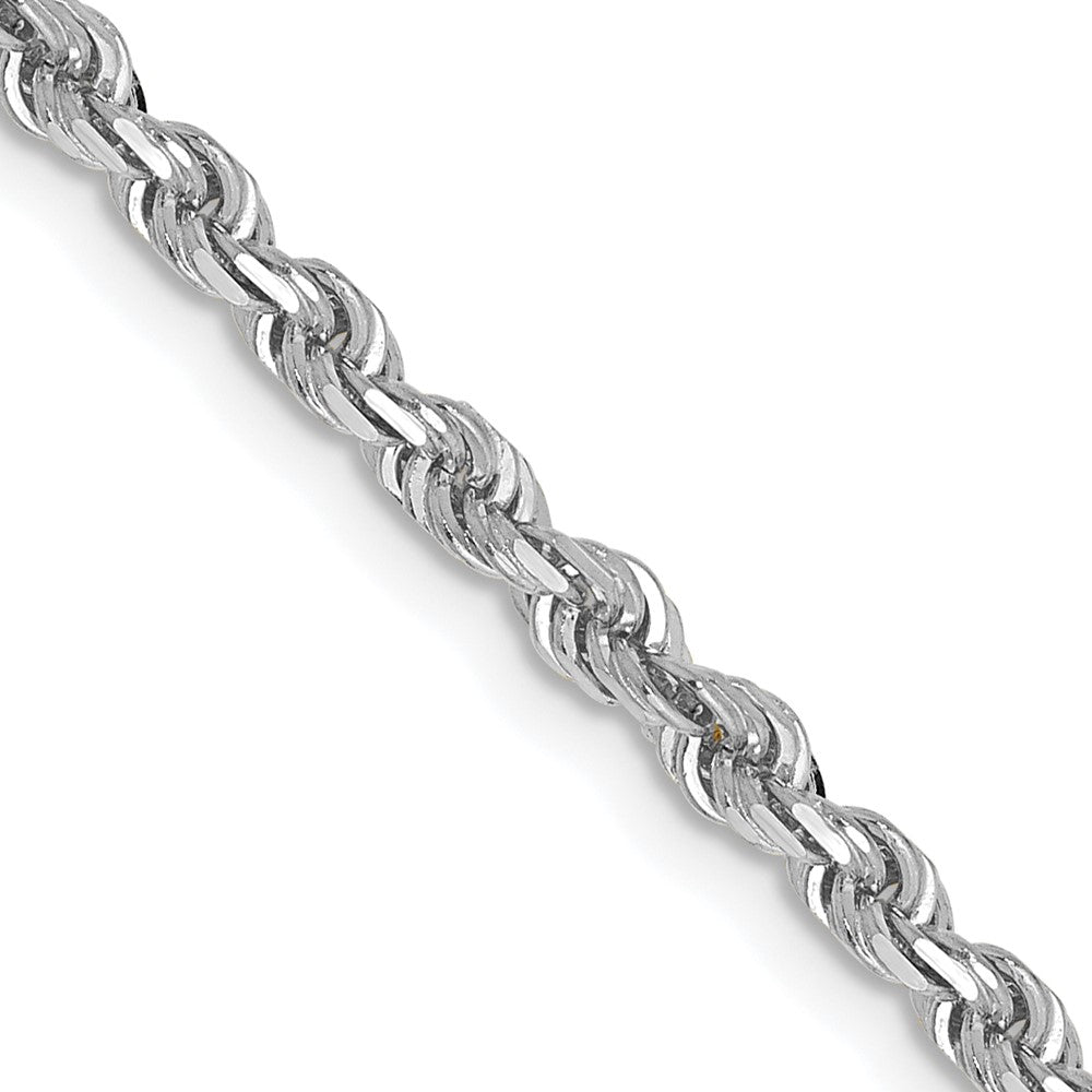 14K White Gold 22 Inch 3mm Diamond-cut Quadruple Rope Lobster Clasp Chain