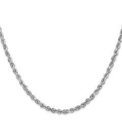 14K White Gold 22 Inch 3.35mm Diamond-cut Quadruple Rope Lobster Clasp Chain