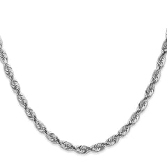 14K White Gold 24 Inch 4.5mm Diamond-cut Quadruple Rope Lobster Clasp Chain