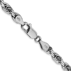 14K White Gold 24 Inch 4.5mm Diamond-cut Quadruple Rope Lobster Clasp Chain