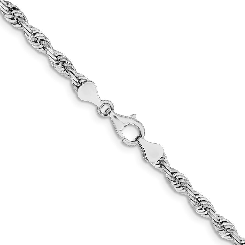 14K White Gold 24 Inch 5mm Diamond-cut Quadruple Rope Lobster Clasp Chain