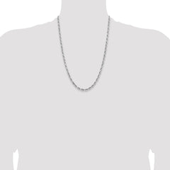 14K White Gold 24 Inch 5mm Diamond-cut Quadruple Rope Lobster Clasp Chain