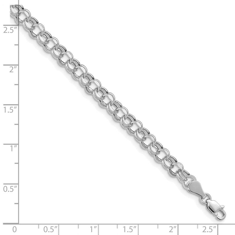 14k White Gold 5mm Hollow Double Link 8.25 inch Charm Bracelet