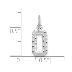 14kw Small Brushed Diamond-cut Number 0 Charm