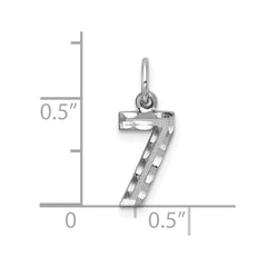 14kw Small Brushed Diamond-cut Number 7 Charm