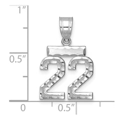 14kw Small Brushed Diamond-cut Number 22 Charm