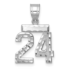 14kw Small Brushed  Diamond-cut Number 24 Charm