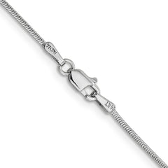 14K White Gold 16 inch 1.1mm Round Snake with Lobster Clasp Chain