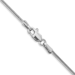 14K White Gold 18 inch 1.4mm Round Snake Lobster Clasp Chain
