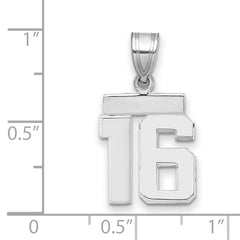 14kw Small Polished Number 16 Charm