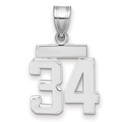 14kw Small Polished Number 34 Charm