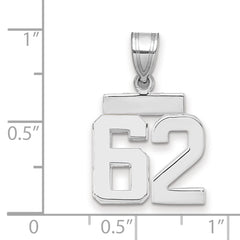 14kw Small Polished Number 62 Charm