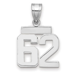 14kw Small Polished Number 62 Charm
