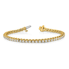 14k Complete 4.18 carat Round AA Diamond 2-prong 7 inch Tennis Bracelet
