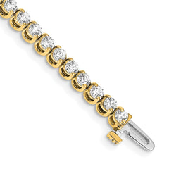 14k Complete 4.18 carat Round AA Diamond 2-prong 7 inch Tennis Bracelet